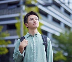 Young Japanese student attending London university_