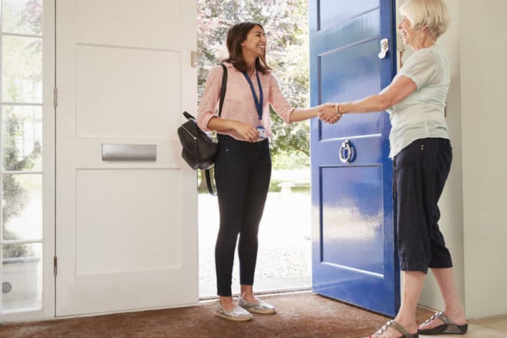 Medical student arriving at their homestay accommodation in London.