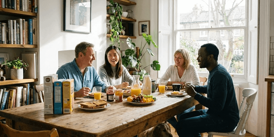 Bed and breakfast: continental breakfast spread