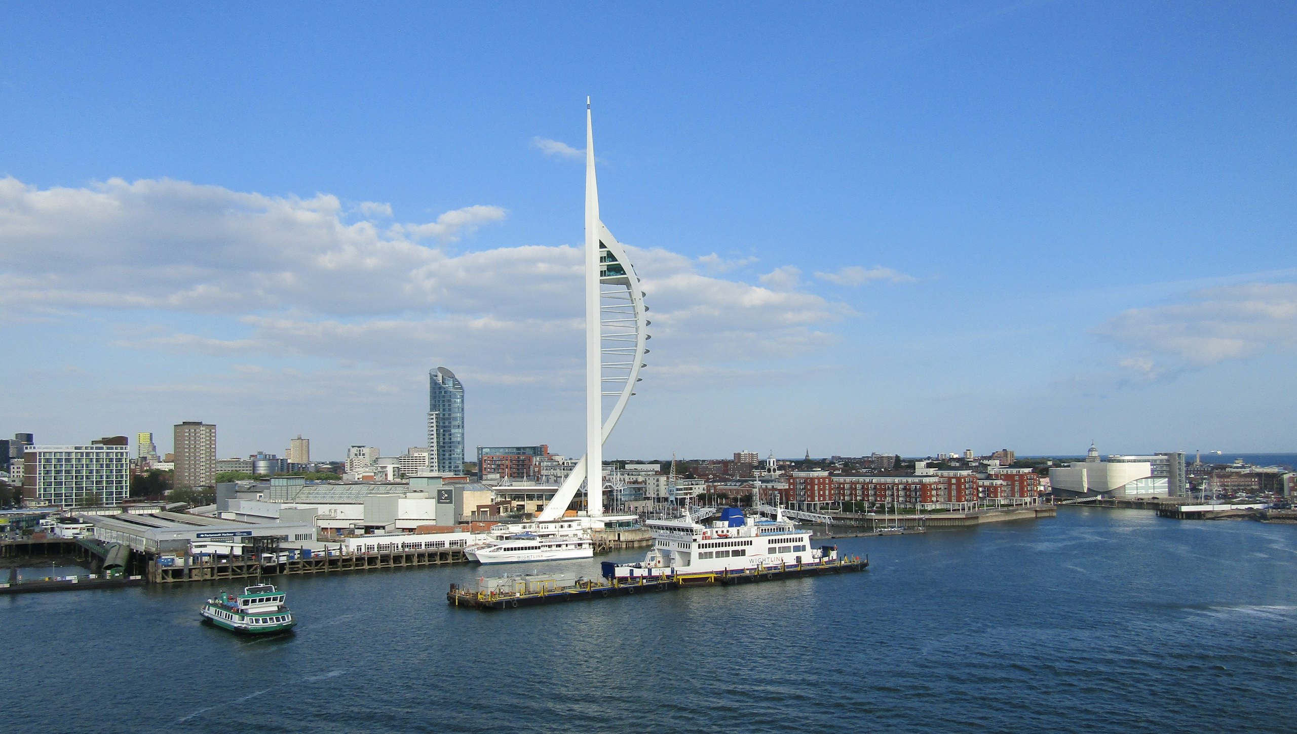 Portsmouth waterfront with the Spinnaker Tower beside the harbour
